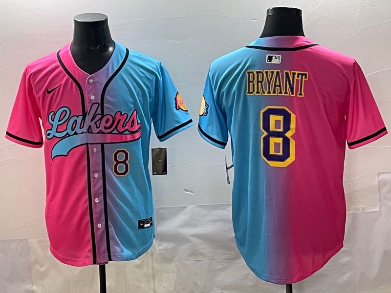 Men 2025 Los Angeles Lakers #8 Bryant Blue pink Nike NBA Jersey style 04->los angeles lakers->NBA Jersey